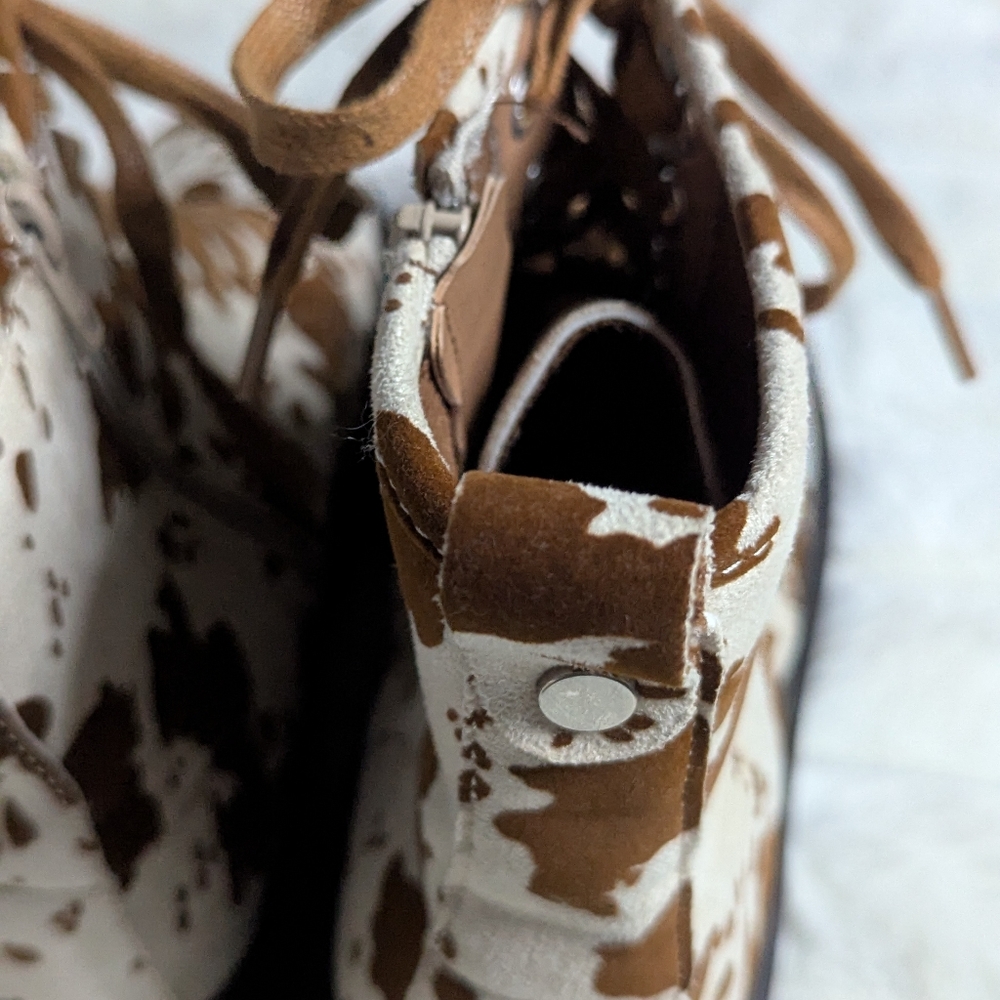 Cow Print Lace-Up Boots - Picture 10 of 11